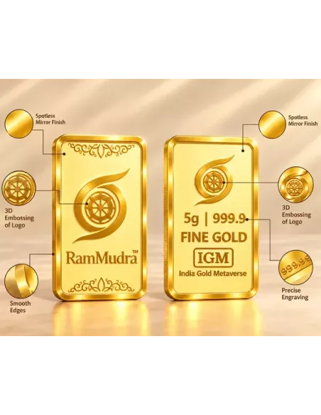 Ram Mudra By IGM Gold Bar of 5 Grams in 24 Karat 999.9 Purity / Finene