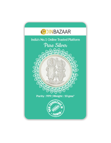 Vitthal Rukmini Silver Coin 10 Gram in 999 Purity / Fineness by Coinbazaar