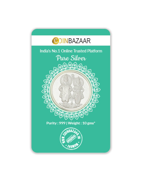 Vitthal Rukmini Silver Coin 10 Gram in 999 Purity / Fineness by Coinbazaar