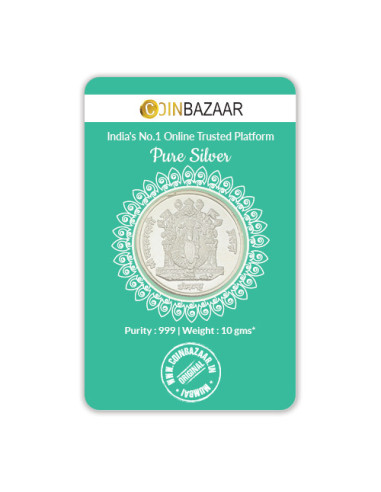 Goddess Mahalakshmi Prasanna Silver Coin of 10 Gram in 999 Purity / Fineness by Coinbazaar