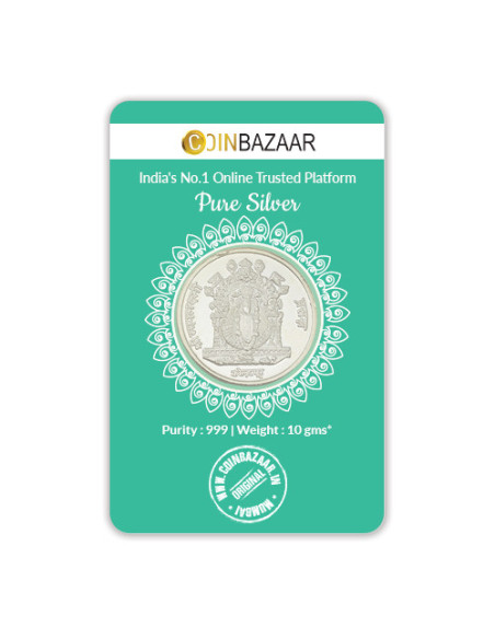 Goddess Mahalakshmi Prasanna Silver Coin of 10 Gram in 999 Purity / Fineness by Coinbazaar