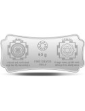 Lakshmi Ganesh Silver Coloured Bar of 50 Gram in 999 Purity / Fineness By MMTC PAMP