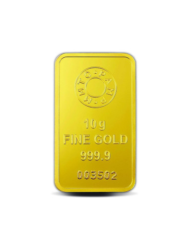 MMTC-PAMP Gold Ingot Bar of 10 Grams in 24 Karat  999.9 Purity / Fineness