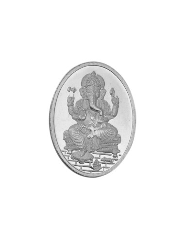 Ganesh 10 Gram Silver Coin in Oval Shape in 999 Purity / Fineness