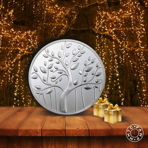 Mmtc Silver Coin 100 Gm Price MMTC PAMP Silver Coin Banyan Tree of 100 Gram in 999.9 Purity / Fineness